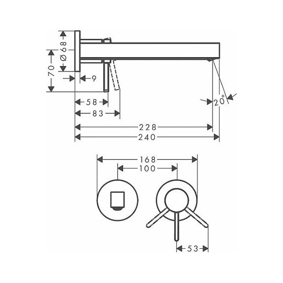 Смеситель для раковины настенный Hansgrohe Finoris 76050670, черный матовый фото 3