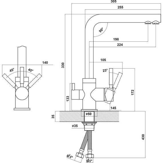 Смеситель для кухни Florentina Арес FL 333.19H.2123.501, нуар, Цвет производителя: нуар фото 4
