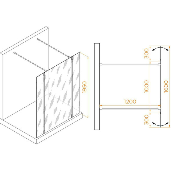 Душевая перегородка RGW WA-052W 100x195 см 35105210-14 (стекло 8 мм) с кронштейном в комплекте, чёрный/прозрачное - 2 Душевая перегородка RGW WA-052W 100x195 см 35105210-14 (стекло 8 мм) с кронштейном в комплекте, чёрный/прозрачное фото 2