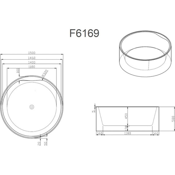 Ванна отдельностоящая Frank 150x150 см F6169 фото 7