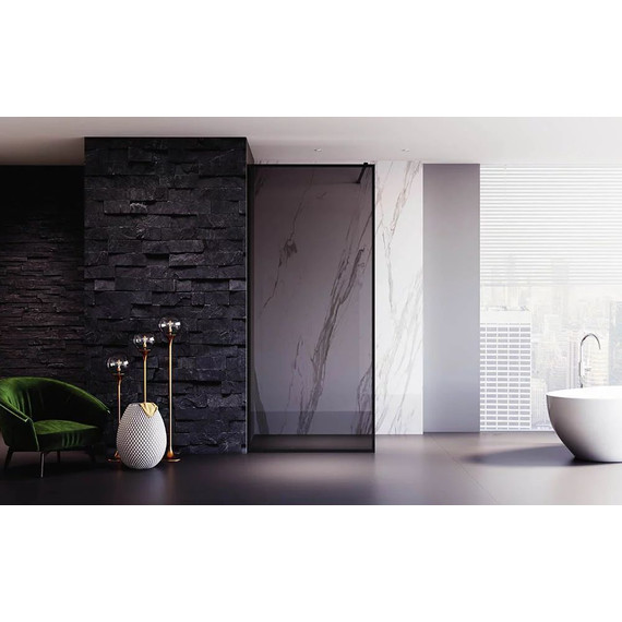 Душевая перегородка Veconi Korato 90 см KR81BT-90-05-C4 (стекло 8 мм) с кронштейном в комплекте, чёрный/тонированное - 2 Душевая перегородка Veconi Korato 90 см KR81BT-90-05-C4 (стекло 8 мм) с кронштейном в комплекте, чёрный/тонированное фото 2