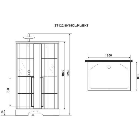 Душевая кабина Niagara Standart 120x80 см L ST120/80/15QL/KL/BKT, чёрный/прозрачное - 10 Душевая кабина Niagara Standart 120x80 см L ST120/80/15QL/KL/BKT, чёрный/прозрачное фото 10