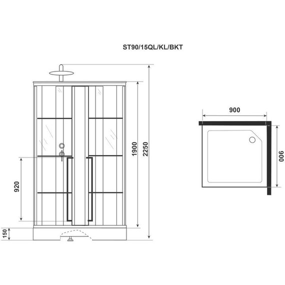 Душевая кабина Niagara Standart 90x90 см L ST90/15QL/KL/BKT, чёрный/прозрачное - 8 Душевая кабина Niagara Standart 90x90 см L ST90/15QL/KL/BKT, чёрный/прозрачное фото 8