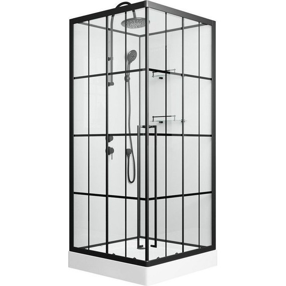 Душевая кабина Niagara Standart 100x100 см L ST100/15QL/KL/BKT, чёрный/прозрачное фото 