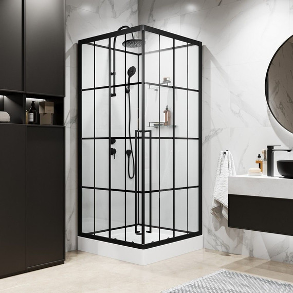 Душевая кабина Niagara Standart 100x100 см L ST100/15QL/KL/BKT, чёрный/прозрачное фото 2