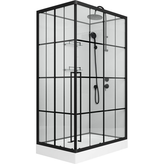 Душевая кабина Niagara Standart 100x80 см R ST100/80/15QR/KL/BKT, чёрный/прозрачное фото 2