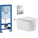 Инсталляция с подвесным унитазом комплект: Grohe Rapid SL 38772001 с подвесным безободковым унитазом Aquatek Европа AQ1106-00 сиденье микролифт, крепление, кнопка смыва хром, Цвет производителя: белый фото 