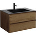 Тумба подвесная с раковиной Vincea Luka 80 см VMC-2L800TO (раковина черная VCB-13800B), дуб табак фото 