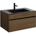 Тумба подвесная с раковиной Vincea Chiara 80 см VMC-2C800TO (раковина черная VCB-13800B), дуб табак фото 